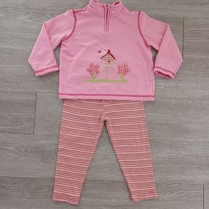 Adorable Pullover 1/4 Zip Top with Birdhouse and Flower Detail & Matching Pants